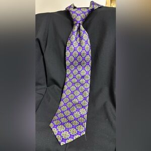 Robert Talbott Best of Class XL Silk Tie NWT $148 Purple Medallion Hand Made USA